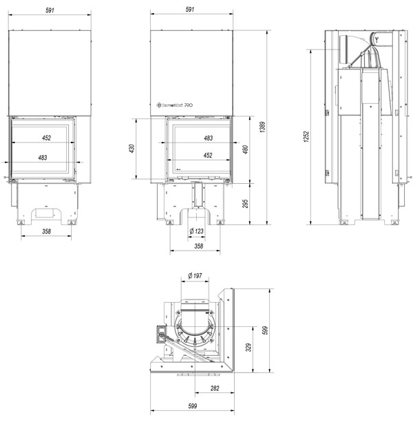 Камінна топка Kratki VNP/480/480 8 кВт